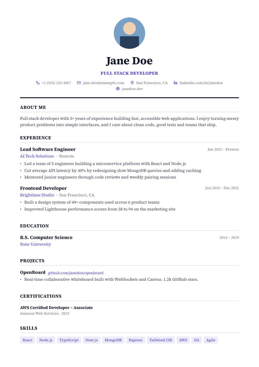 Classic resume template