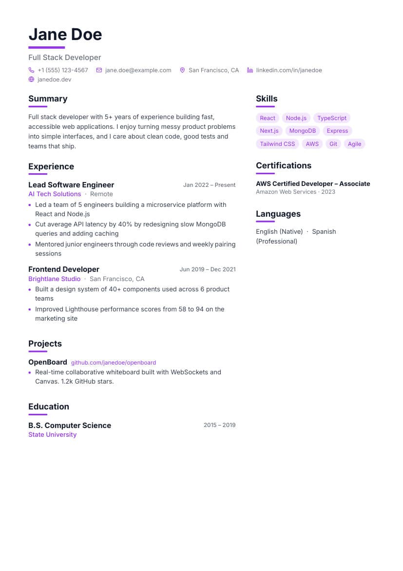 Lab resume template preview