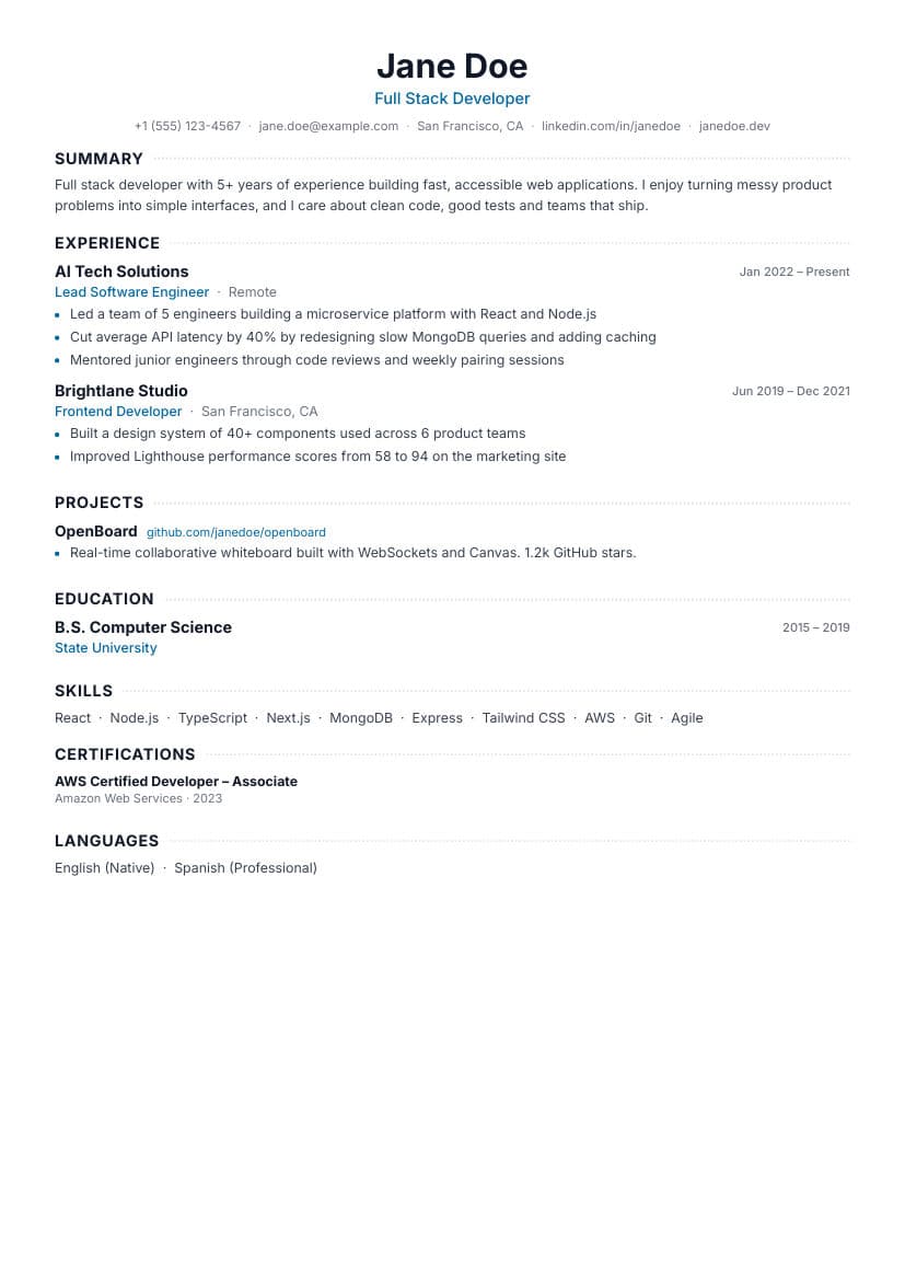 Summit resume template preview