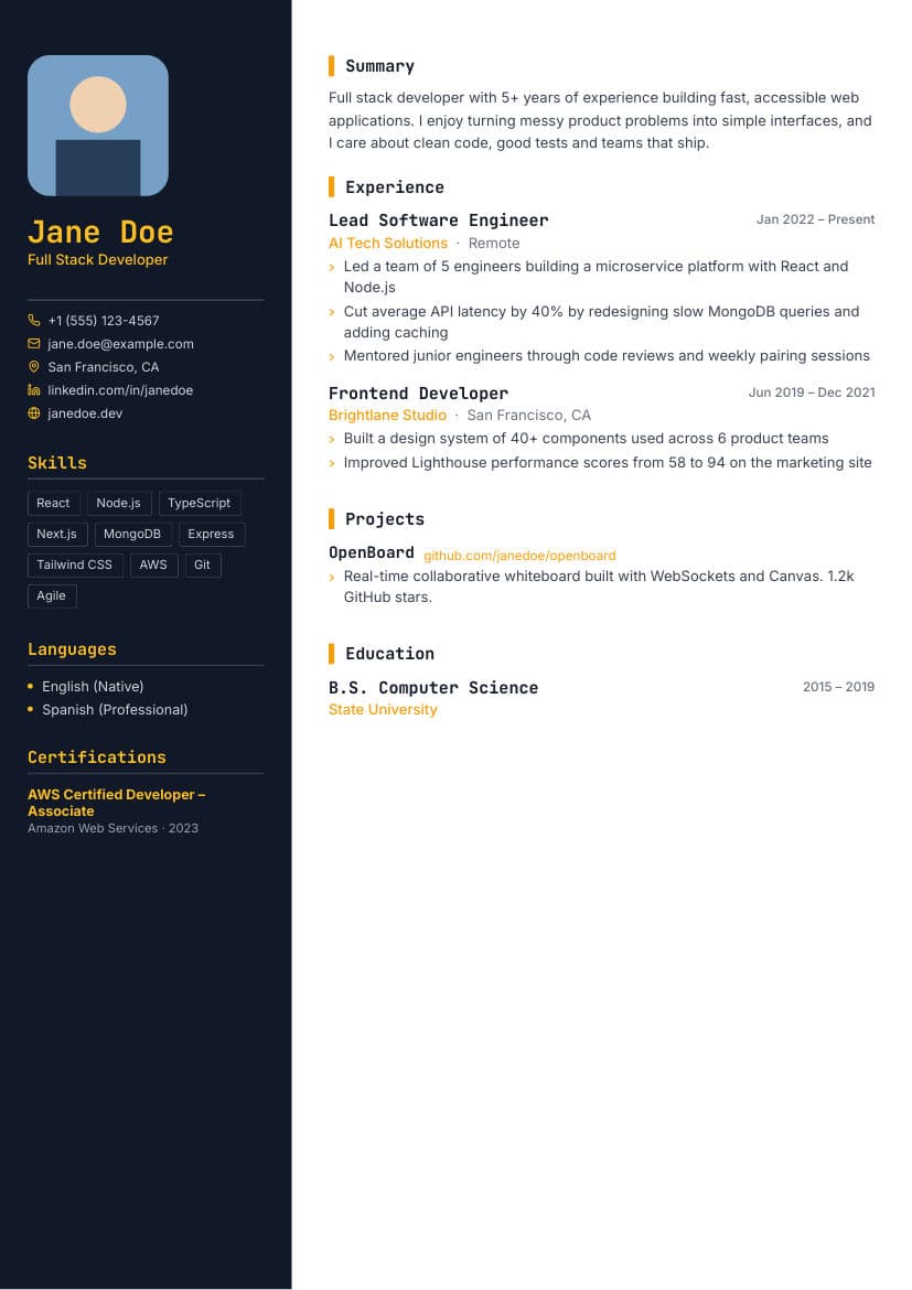 Syntax resume template preview