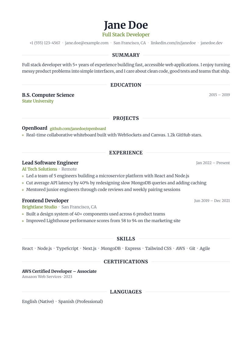 Thesis resume template preview